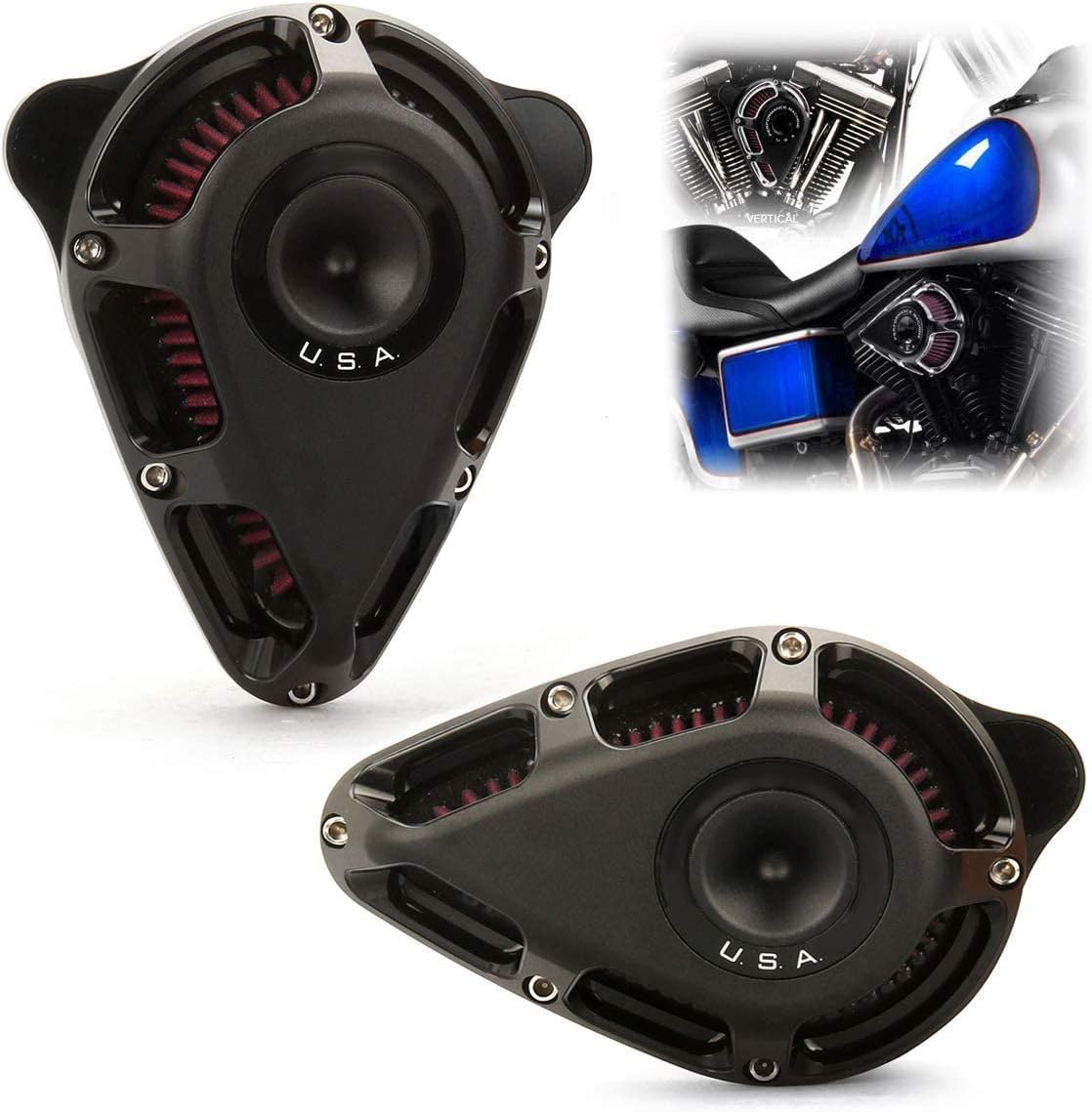 Turnable Black Air breather intake For Harley softail slim fls air