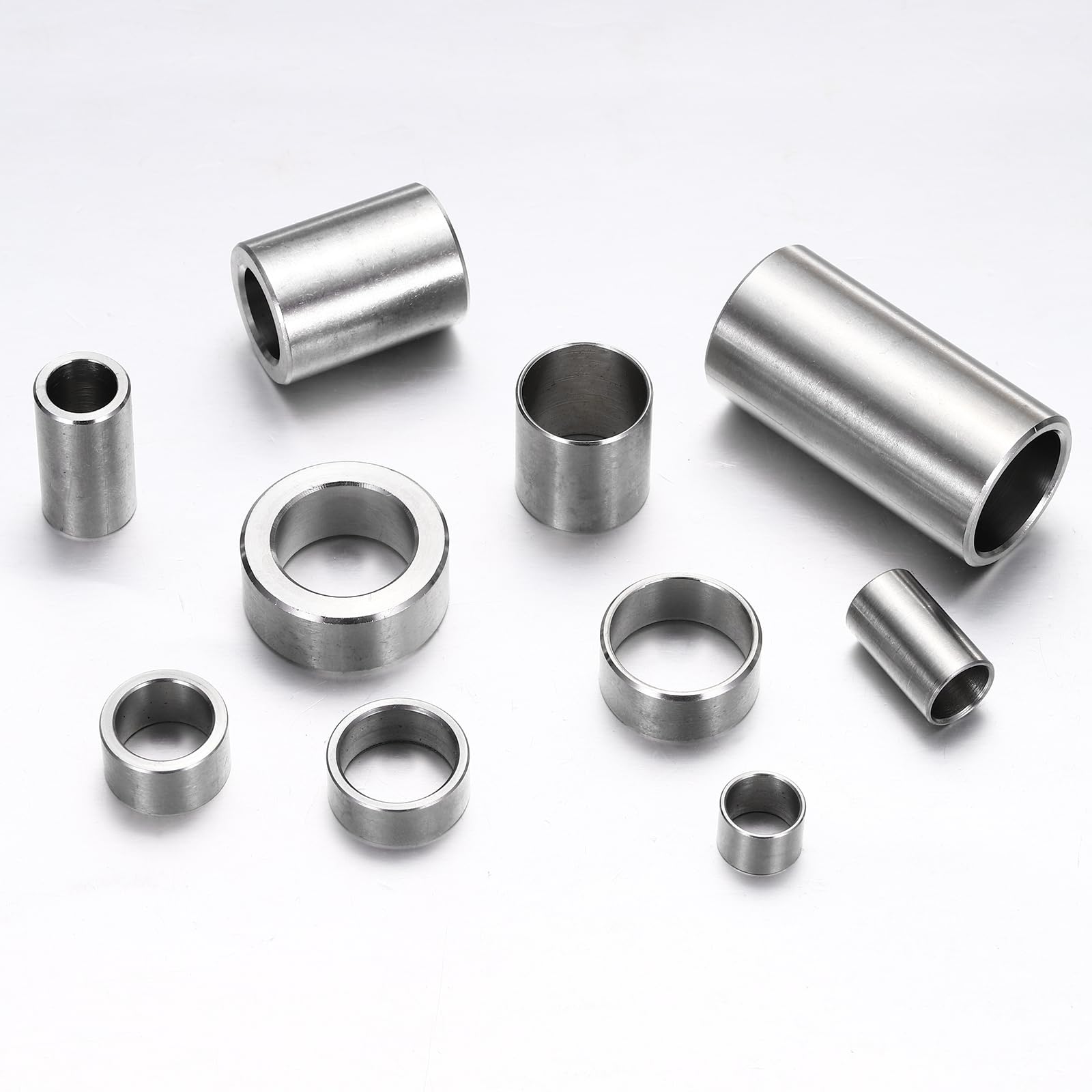 MECCANIXITY Lot de 6 entretoises métalliques M14, bague d'espacement ronde non filetée en acier inoxydable avec finition unie pour boulons à vis, argent 14 x 18 x 13 mm