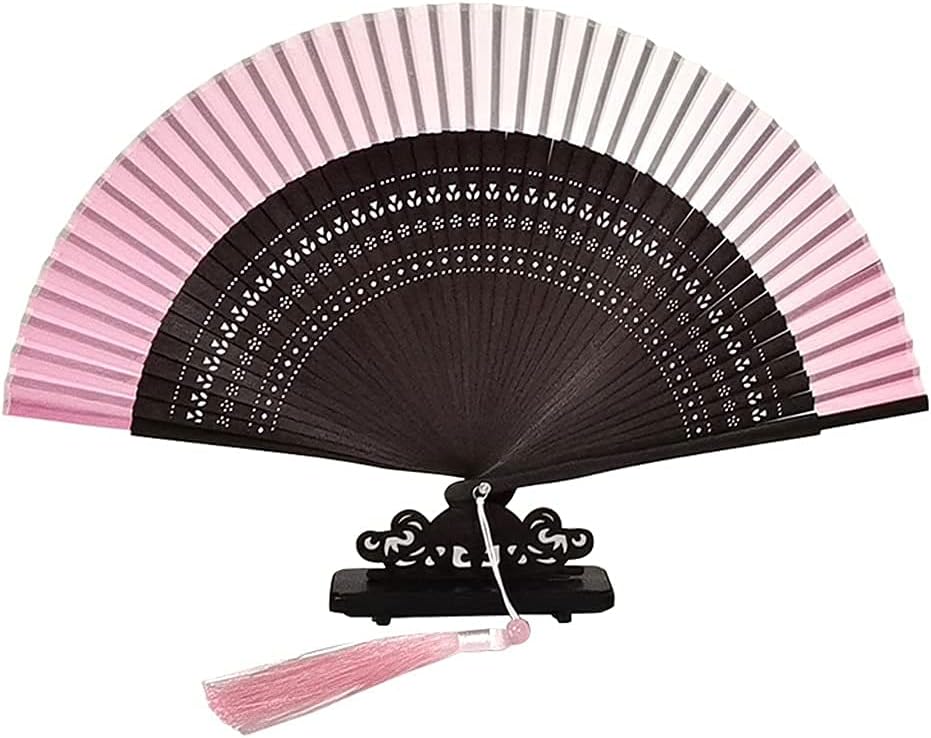 Folding Fan Chinese Folding Fan with Bamboo for Women Wedding Folding Fan Home Ceremony Decorative Folding Fan (Color: B)