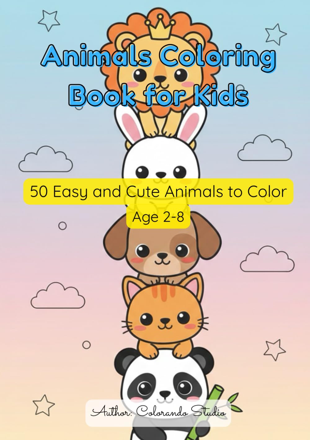 Animals Coloring Book for Kids: 50 Easy and Cute Animals to Color