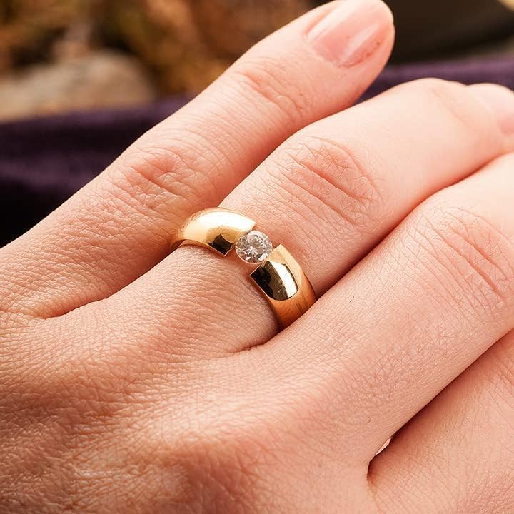 Juego de anillos de boda de 6 mm, chapado en oro de 14 quilates, juego de alianzas de boda a juego, juego de anillos de boda de plata personalizado para hombre y mujer