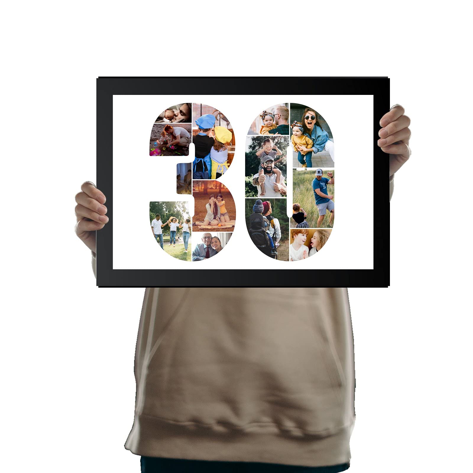 You Personalise 30th Birthday Personalised Photo Collage Framed Black A4