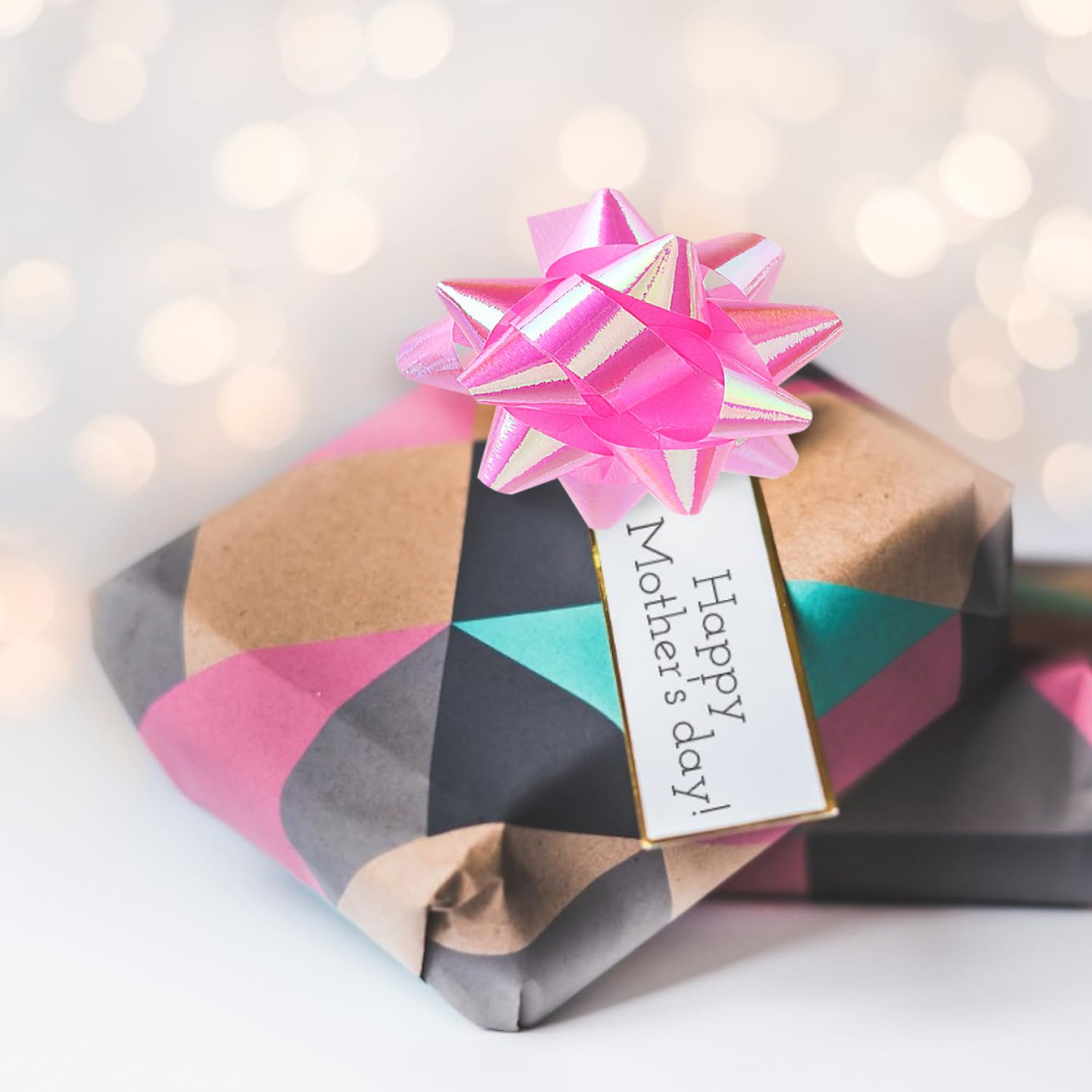 Lazos de Regalo autoadhesivos 5x2 cm Decorativos para Navidad Cumpleaños Bodas (Azul Claro/Rosa/Verde) 60 uds