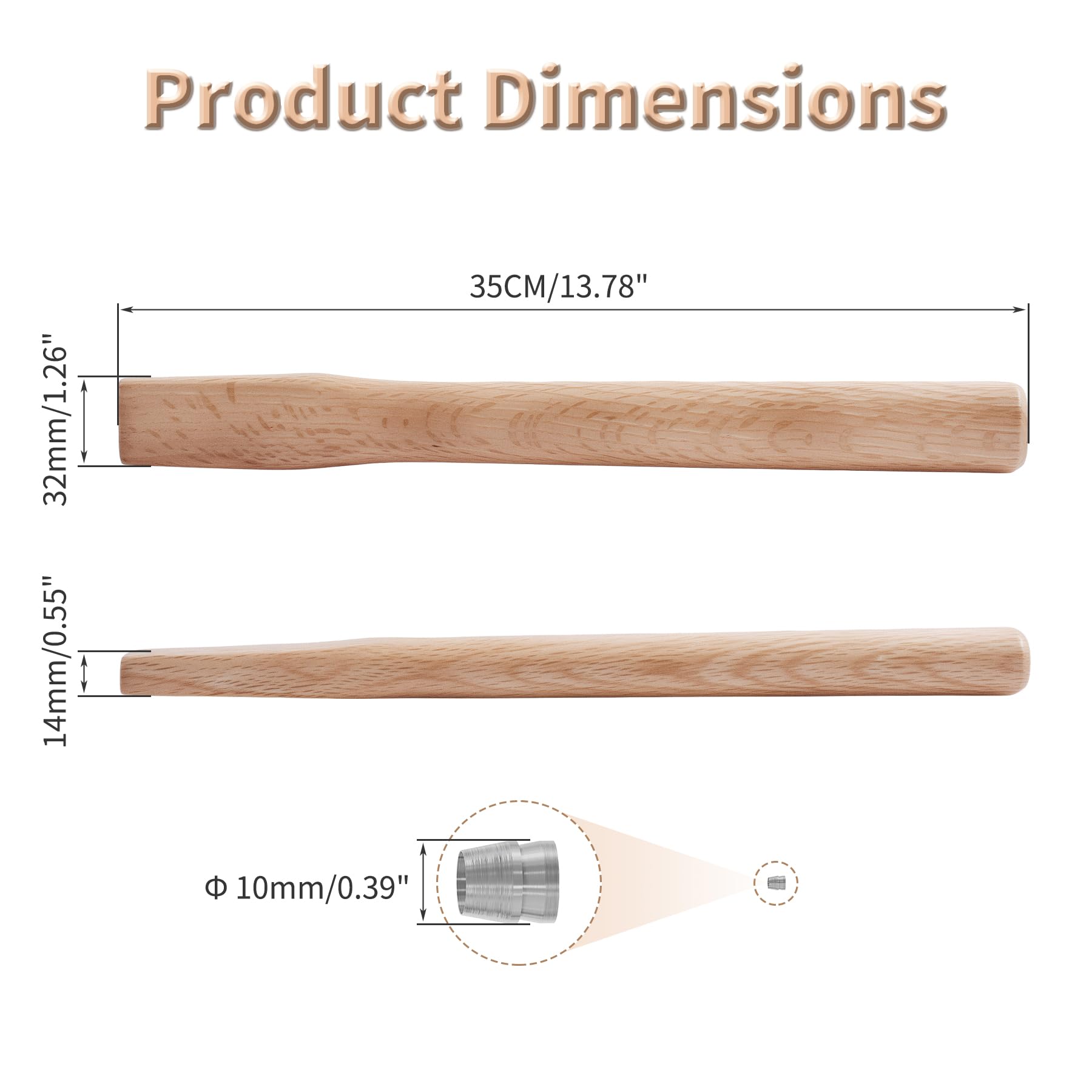 Premium Oak Hammer Handles - 35cm Long Replacement -2