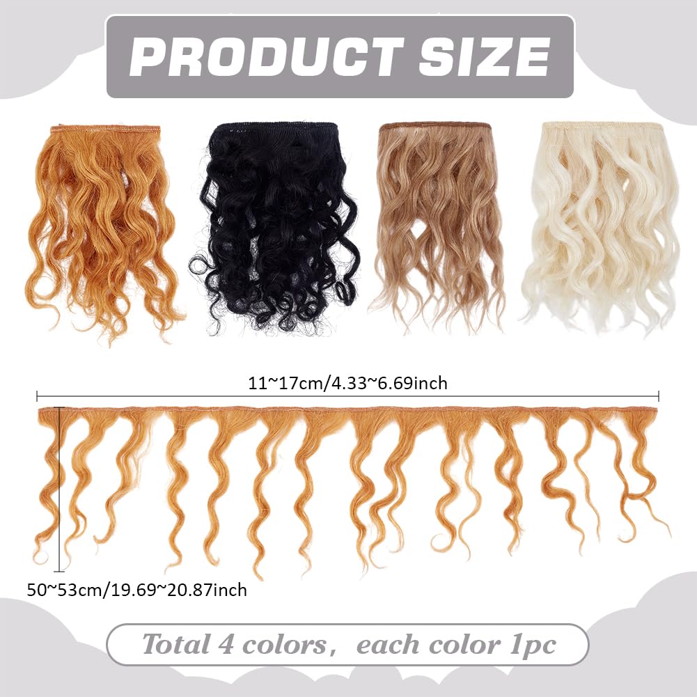 PH PandaHall 4 Colors Hairs Wig Long Curly Wig Mohair Hair Wefts Faux Hairs Extensions Artificial Figurine Wigs for DIY Craft-Hair Replacement Making Art Supplies 11-17cm Long - Image 2