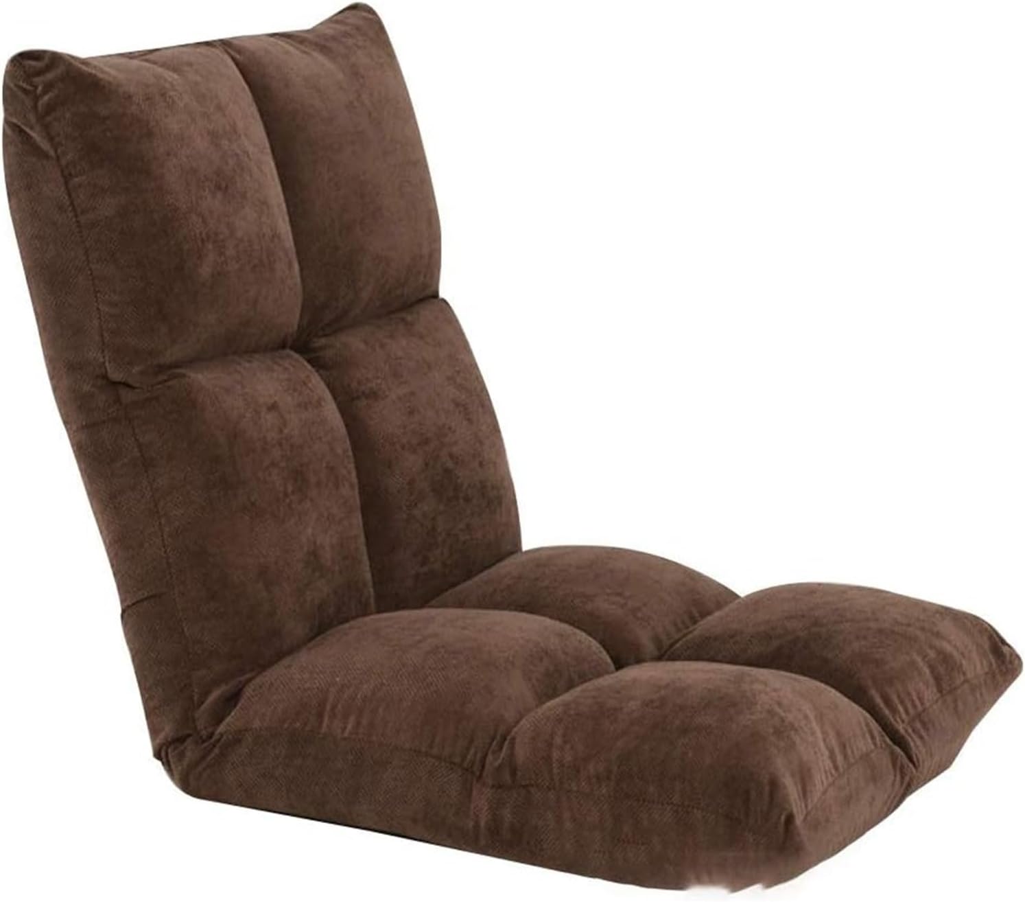 調節可能な折りたたみ式フロアチェア（背もたれ付き）、寝室や出窓に最適な洗える小型ソファ - 持ち運びに便利な快適な座り心地（ブラウン