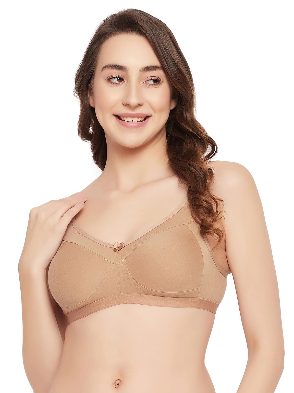 Clovia Women's Full Coverage Casual Wirefree Cotton Bra, Beige, 32B