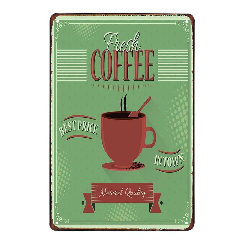 Funny Coffee Quote - Metal Tin Sign Retro Vintage Plaque Set of 4