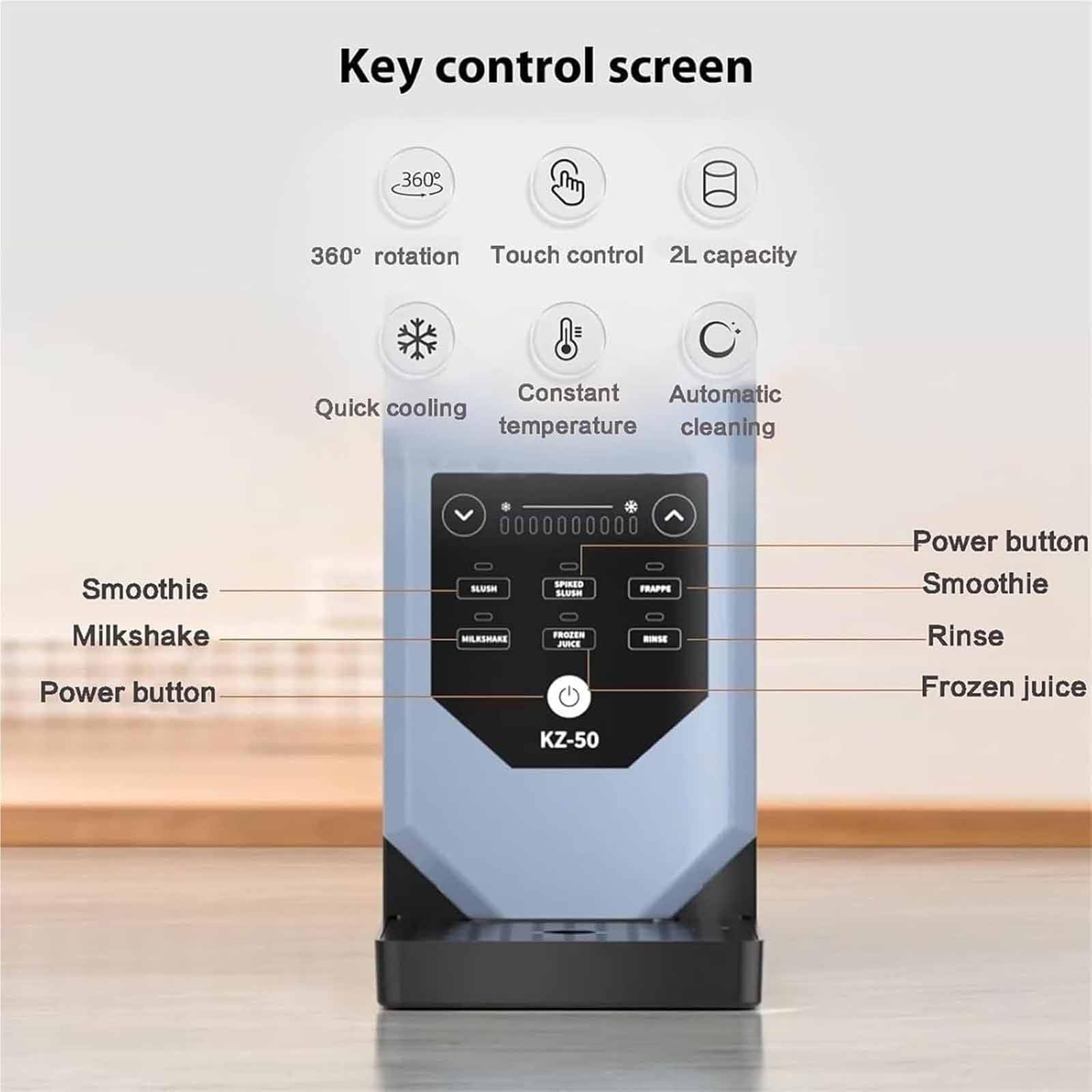 Granizadora De Hielo,Trituradora De Hielo Eléctrica con 5 Programas Preestablecidos,Gran Capacidad 2,0 L Y Tecnología De Congelación Rápida En 360°,para Frappés,Batidos,Cócteles,Vino