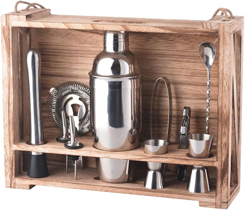 CLISPEED ステンレススチール製 シェイカー1セット：マティーニシェイカー、マドラー、ストレーナー、ジガー、ミキシングスプーン