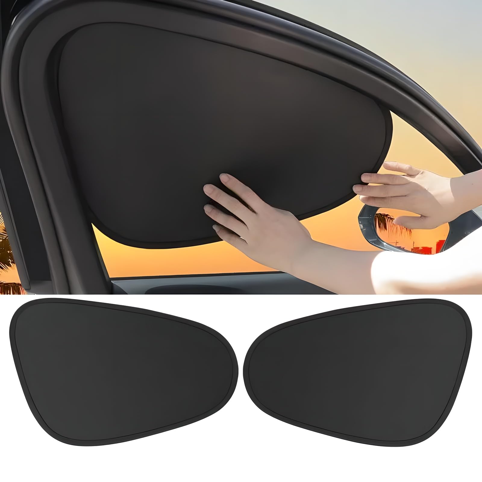 Car Side Window Sun Shade Electrostatic Adsorption Technology, 2 Pack Ultra-Light Car Front Side Window Shade 4-Layer Sun Protection Cover Foldable Auto Sun Shade Anti-Glare Protection