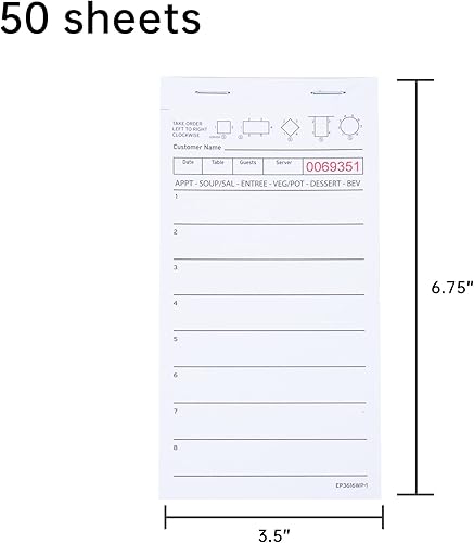 Miniatura 2 de DGBDPACK Guest Check Pads EP-3632-1 (20 blocs), total 1000 bloc de notas rosa para camarera, blocs de pedidos de servidor
