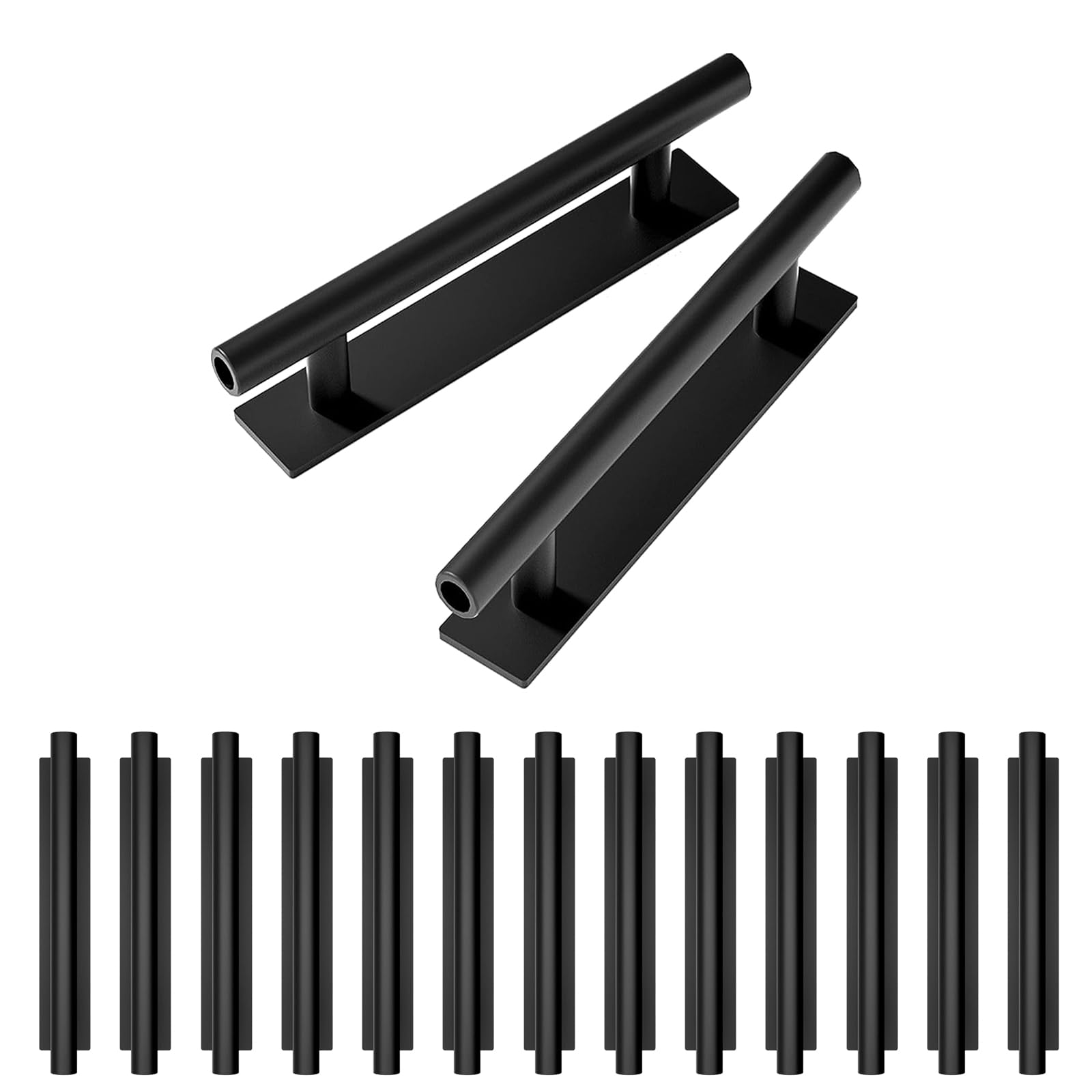 kwa heri 15Pack Self-Stick Push Pull Helper Black Hidden Cabinet Handles ABS Plastic Door Window Wardrobe Instant Cabinet Drawer Furniture Handles