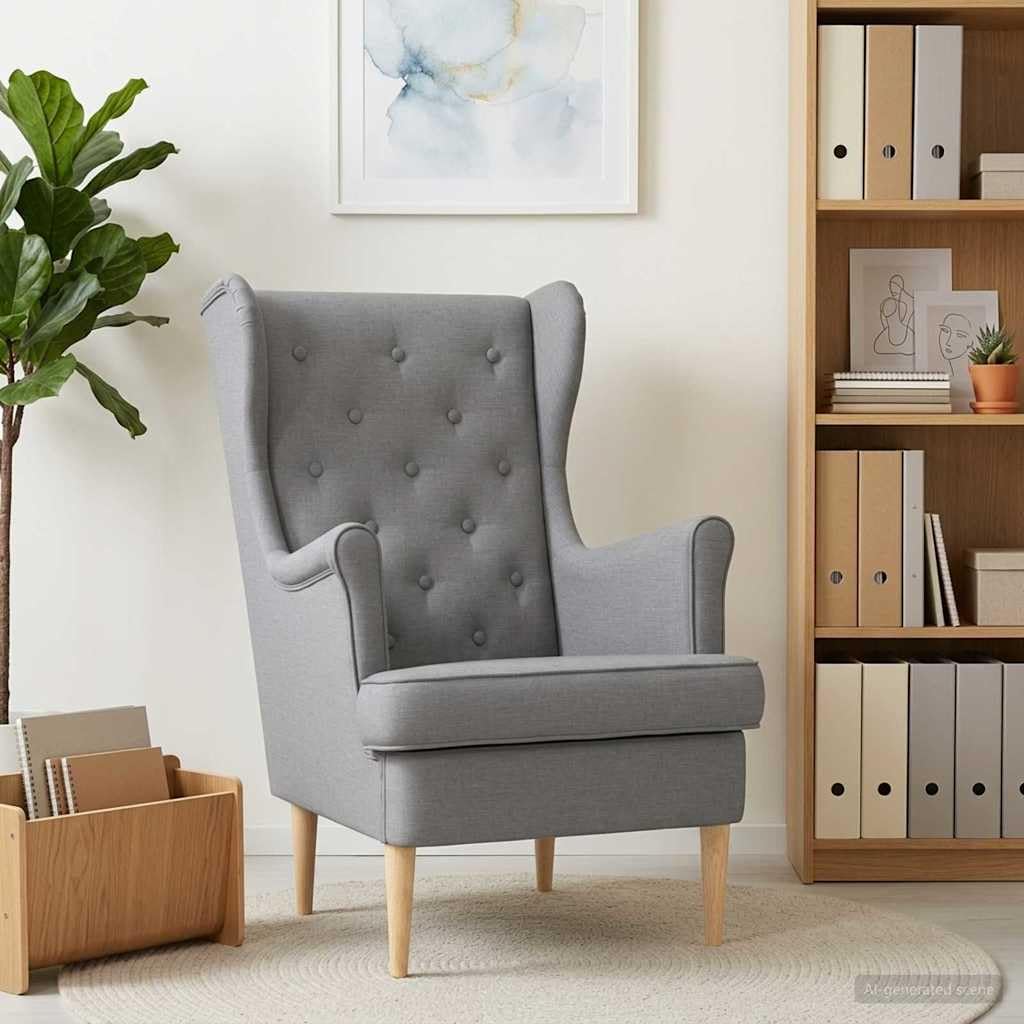 Fengshui Fotel jasnoszary materiał ze zdejmowaną poduszką
