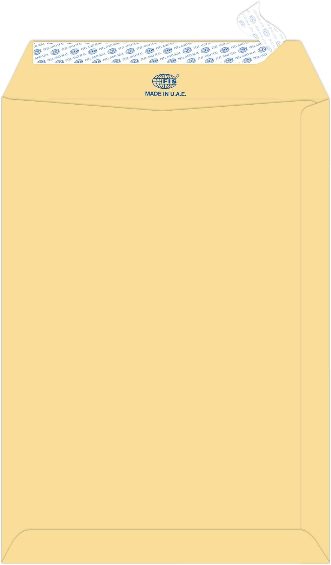FIS Manila Envelopes Peel & Seal, Plain, Pack of 50 Pieces, C4 (324 x 229 mm), 90 GSM - FSME9027P50