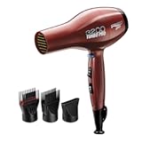 RED PRO 3200 Turbo Pro Detangler AC Hair Dryer&comma; 3 Heat&sol;2 Speed Settings&comma; Cool Shot Button&comma; Powerful Airflow&comma; 3 Additional Styling Attachments with Detangling Pik
