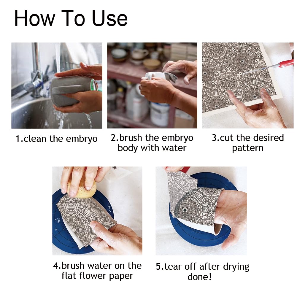 SUPERDANT Unterglasur Transferfolien - 5 Blätter Blumenmuster Für Keramik