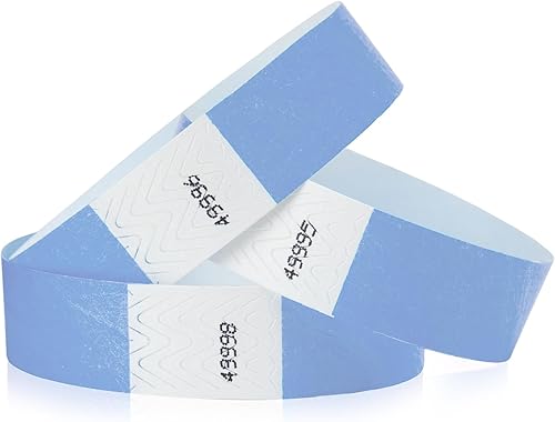 WristCo Pulseras Tyvek azul cielo de 34 pulgadas paquete de 100 pulseras de papel para eventos WristCo Pulseras Tyvek azul cielo de 34 pulgadas paquete de 100 pulseras de papel para eventos