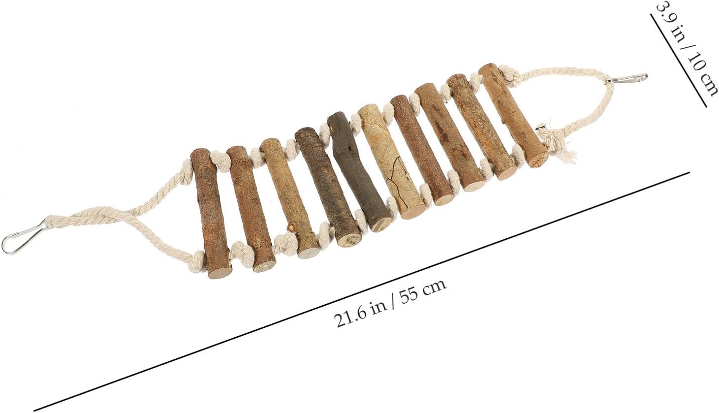 Bird Cage Wooden Ladder Parrot Climbing Plaything Natural Wood and Rope Parakeet Cage Accessory for Indoor Bird Enrichment