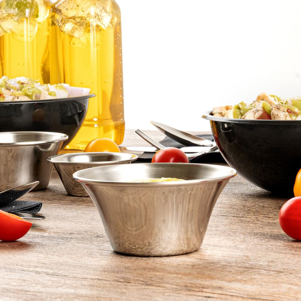 Kubek na przyprawy ze stali nierdzewnej, ramekin, kubek na sos - okrągły - 15 ml - pudełko 10 ct - akcesoria restauracyjne