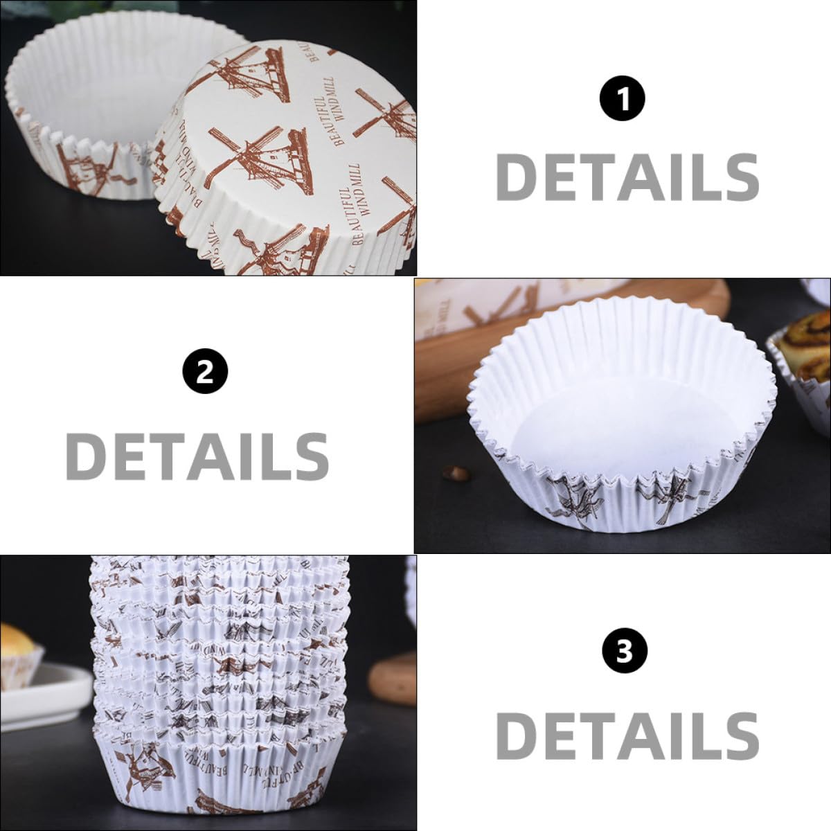 Capacillos para Cupcakes de Papel, Redondos y Resistentes al Calor, 300 Piezas, Aptos para Muffins y Mini Tartas, para Hornear