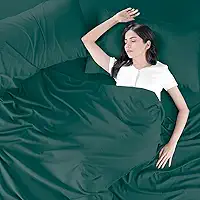 Lençol Avulso com Bainha em Tecido Premium, Percal Flex-LC (Verde Esmeralda, Casal/Padrão)