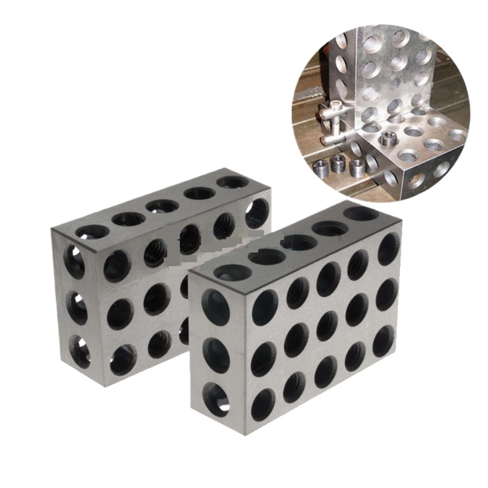 Bloques patrón paralelos Bloques de precisión de 23 agujeros de 25-50-75 mm, 1 par (2 piezas), juego de bloques de sujeción paralelos(1-2-3 inch)