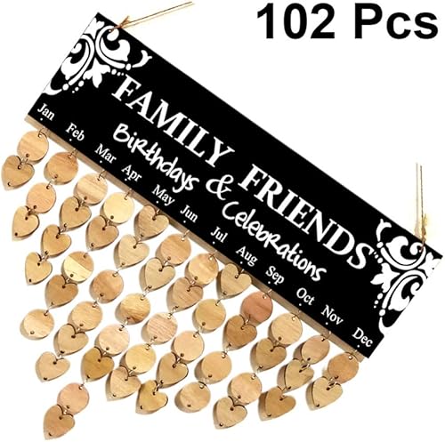 Miniatura 3 de Calendario de cumpleaños de madera para la familia, calendario de seguimiento de cumpleaños, placa, recordatorio, calendario para boda, aniversario,