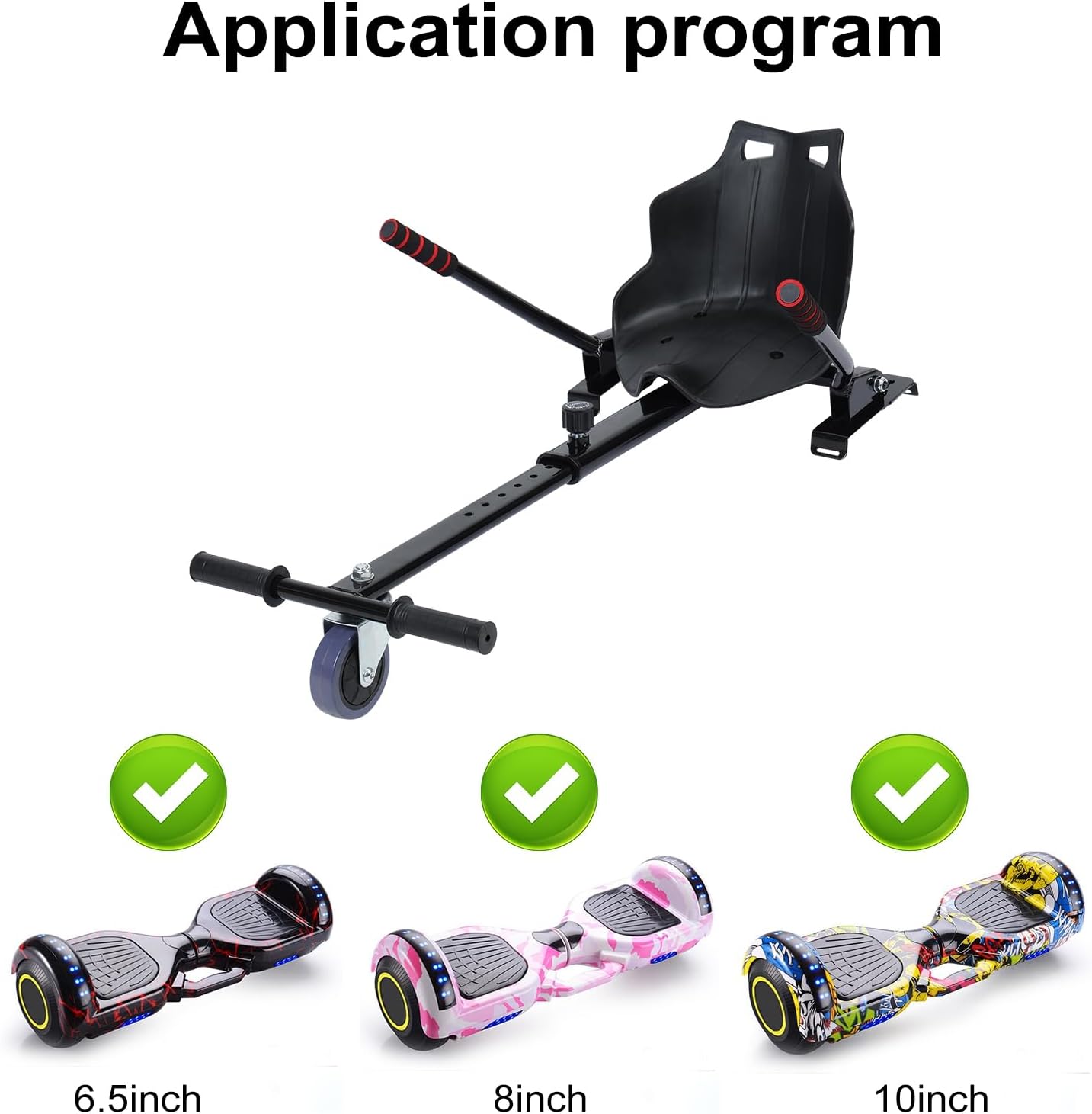 Two Wheel Self Balancing Scooter, Balancing Scooter, Hoverboard Seat Attachment, Hoverboard go Kart Attachment, Handlebar Control, Best Hoverboard Go Kart for Kids and Adults Black