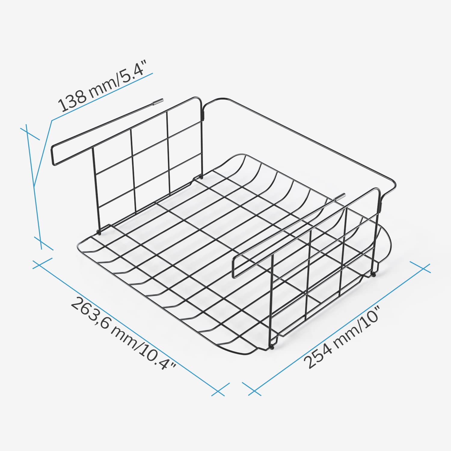 KD Essentials 2x Sotto-Scaffale e Cestello Portaoggetti, Design a Maglia – Organizzatore universale e pratico cestello appendibile per la cucina e l'armadio dispensa (nero, facile da pulire)