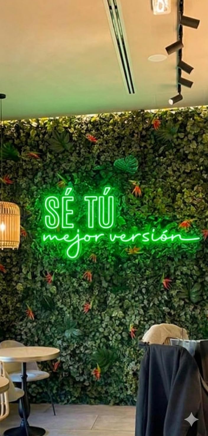 Letrero SE TU MEJOR VERSION Cartel Luminoso LED, Metacrilato, 95X45cm | Escaparate, Decoración de Pared, Luz Brillante, Alimentación 12v