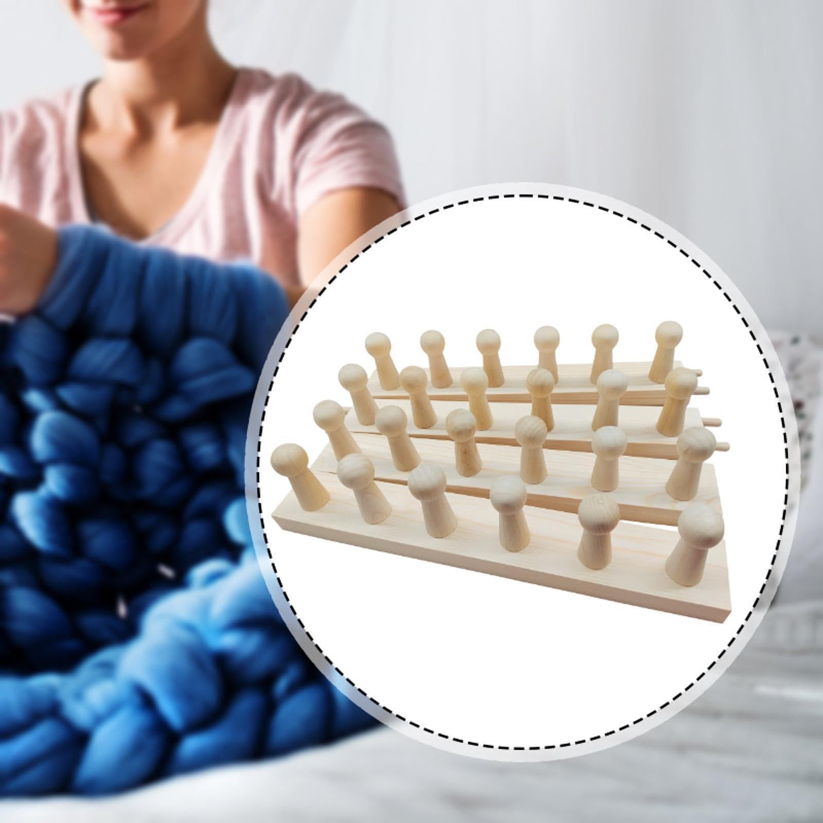 rockible Telaio per Maglieria in Legno, Strumento per Lavorare a Maglia, Versatile Telaio per Coperte Spesse per Principianti, per hobbisti, Filati, progetti, 4 Sezioni