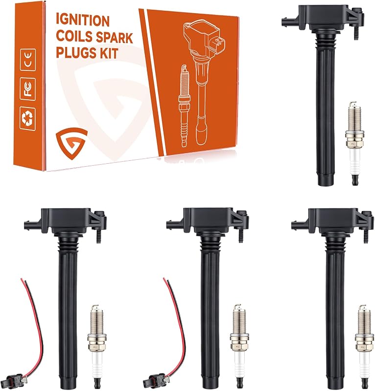 Kit de bobinas de ignição UF751 e velas de ignição de irídio 4469 GEARCESS para motor 2.4L – 4 bobinas + 4 velas + 2 adaptadores