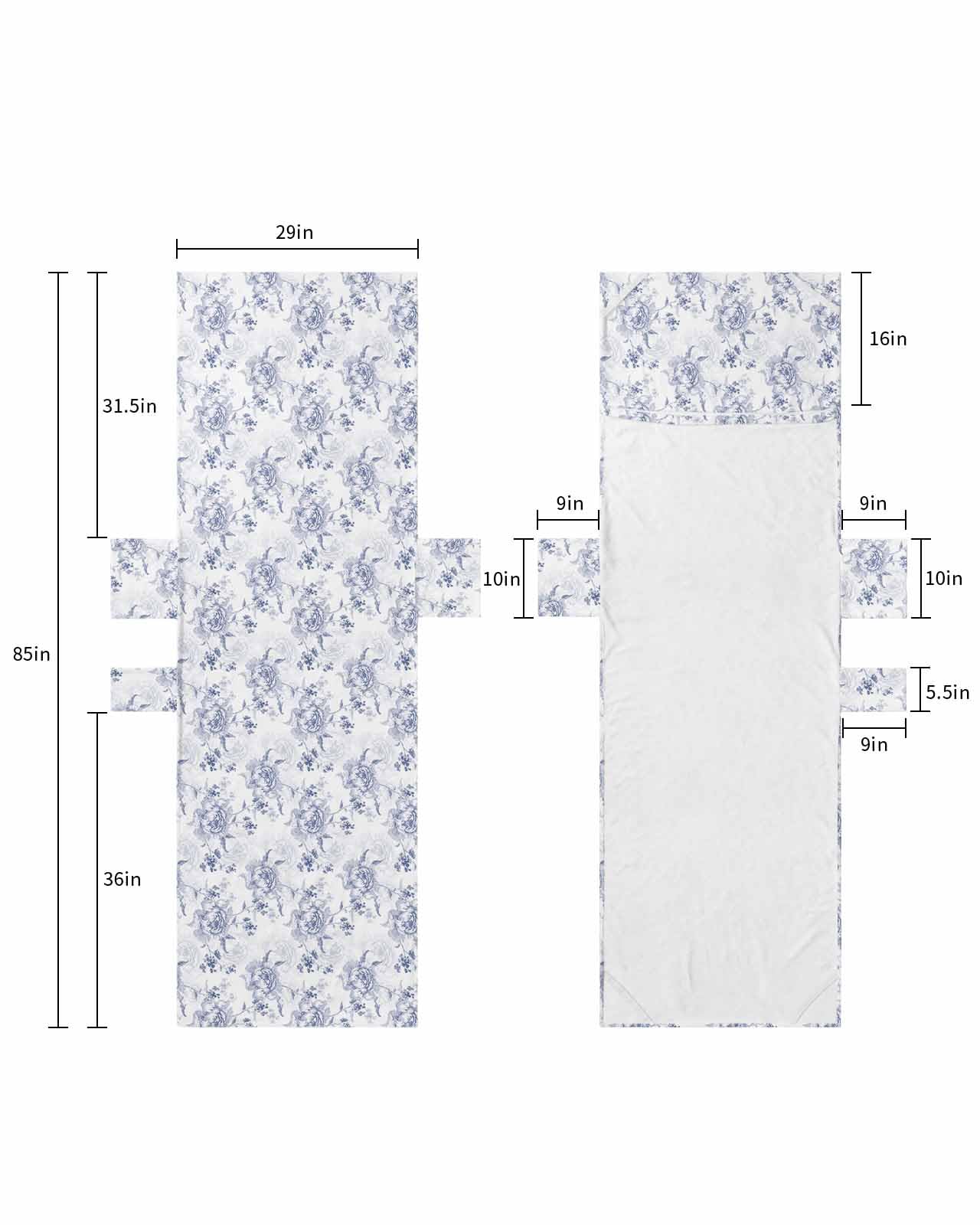 Blue Spring Floral Beach Lounge Chair Towel Cover, Soft Chaise Lounge Towel with Side Pockets Patio Pool Chairs Cover for Beach/Pool Sunbathing 29x85 Summer Botanical Elegant Flowers