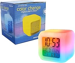 SAFERSKY Digital Alarm Clock with Automatic 7 Color Changing Lighting Clock LED Display Clock Date Time Temperature Digital Clock Kids Clock Alarm Clock for Kids Girls Boys (Multi Color)