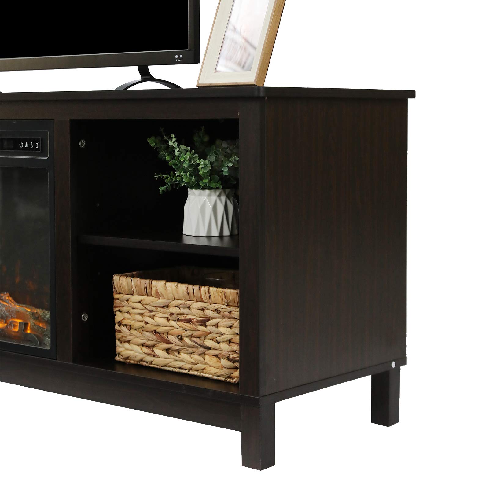 Buy VINGLI Espresso Fireplace TV Stand, Media Center with Fireplace