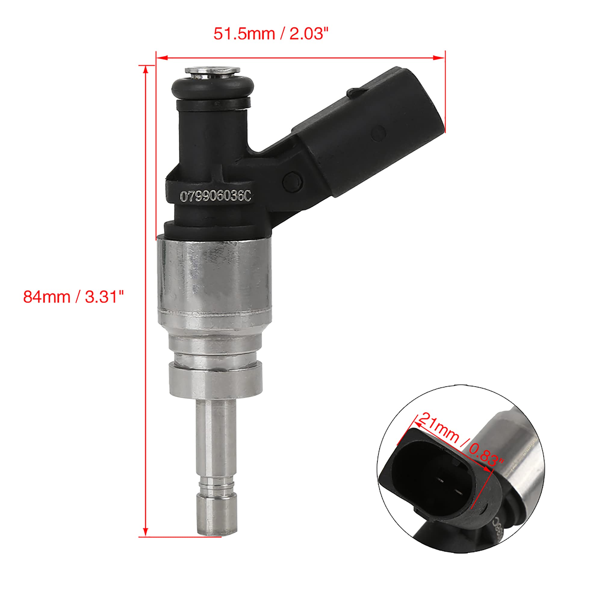 X AUTOHAUX Inyector De Combustible Boquilla para Audi A6 Quattro 07-11 1Pc | 079906036C FPI0038, Plata/Negro, Metal/Plastico, 84x51.5x21mm, Para Audi A6/A8/R8/S5 07-11, Para VW Touareg 07-09