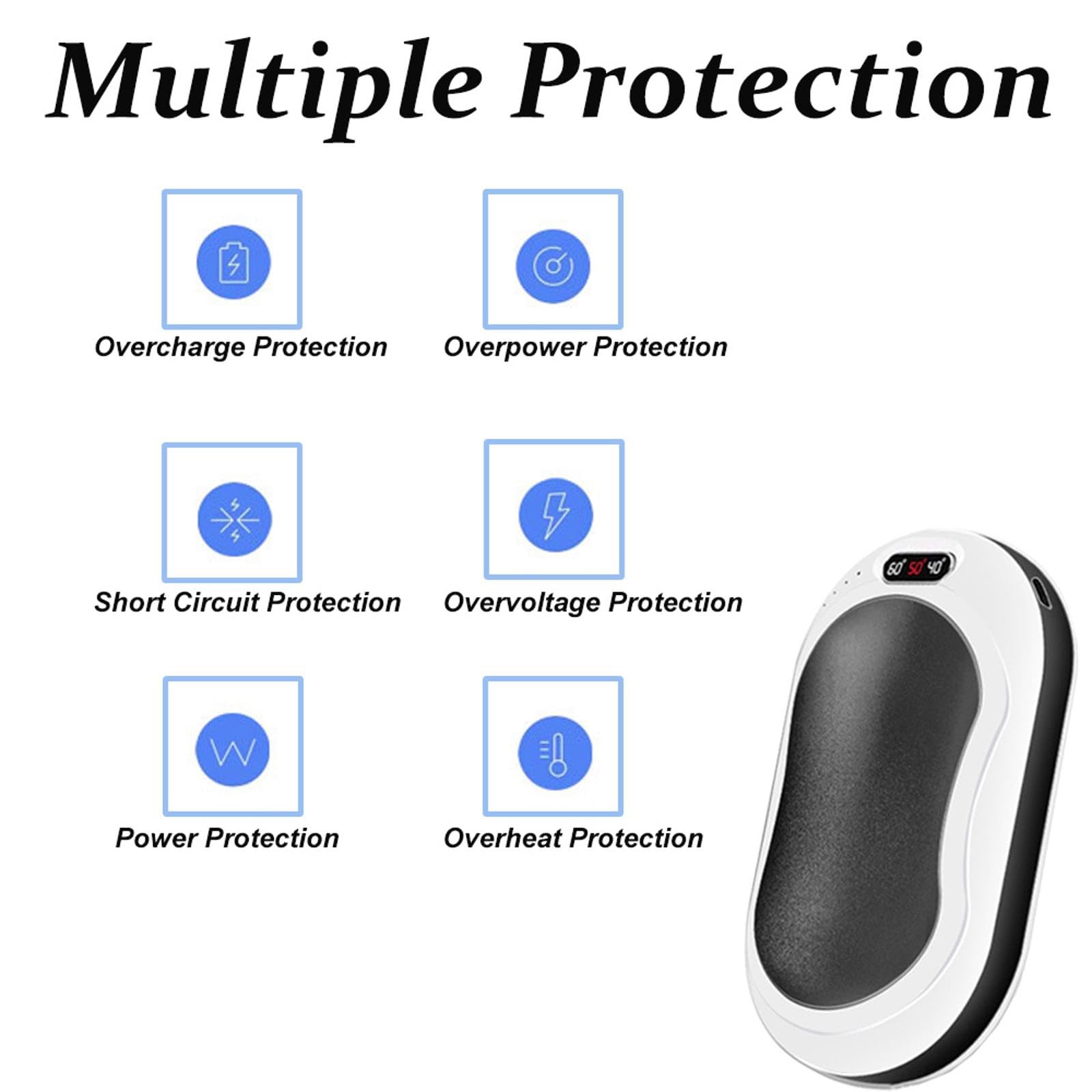 SagaSave Scaldamani portatile, 10000 mAh, 3 modalità di riscaldamento, USB elettrico, ricaricabile, scaldamani elettrico per uomini e donne, escursionismo, attività all'aperto