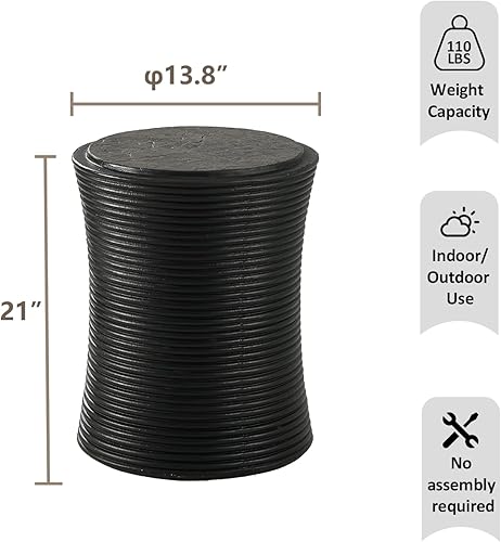 Miniatura 2 de HOMPUS Mesa auxiliar única de hormigón para exteriores, taburete de jardín, mesa auxiliar redonda MgO para patio, mesa auxiliar ligera para uso en