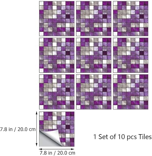Miniatura 2 de Calcomanías de vinilo para azulejos de mosaico, autoadhesivas, para despegar y pegar, impermeables, calcomanías de pared extraíbles, papel tapiz