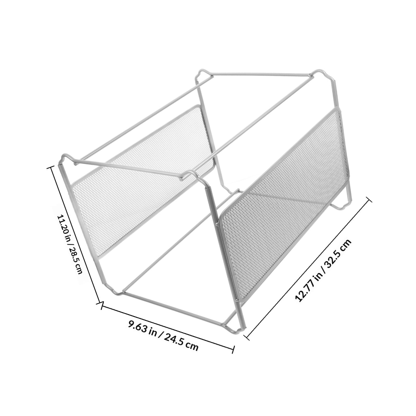 LALAFINA Metall Aktenorganizer Silber Drahtgitter 32,5 X 28,5 X 24,5cm für Schreibtisch mit Vielseitiger Dokumentenaufbewahrung und Ordnung im Büro