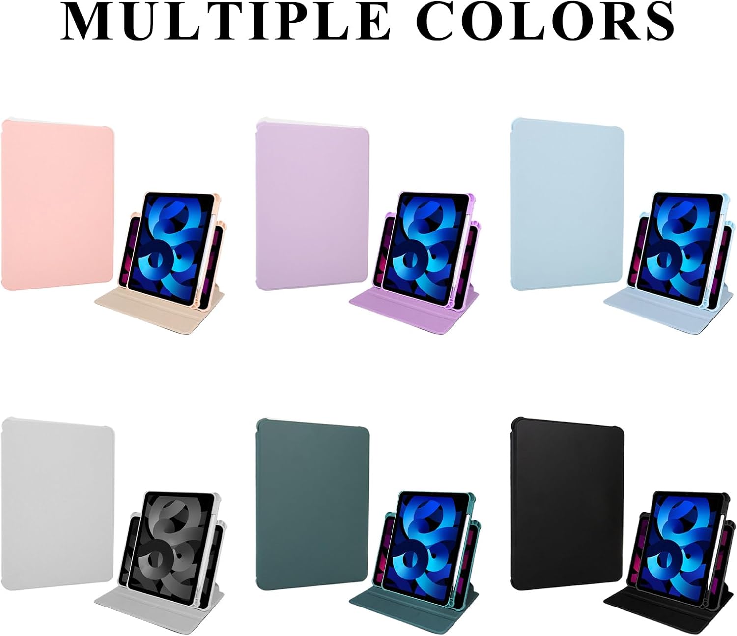 Custom Rotating Case for iPad Air 1st & 2nd Gen A1474/A1475/A1476/A1566/A1567, 360 Degree Rotatable Stand Protective Cases Personalized Photo Picture Text Name Slim Lightweight Cover