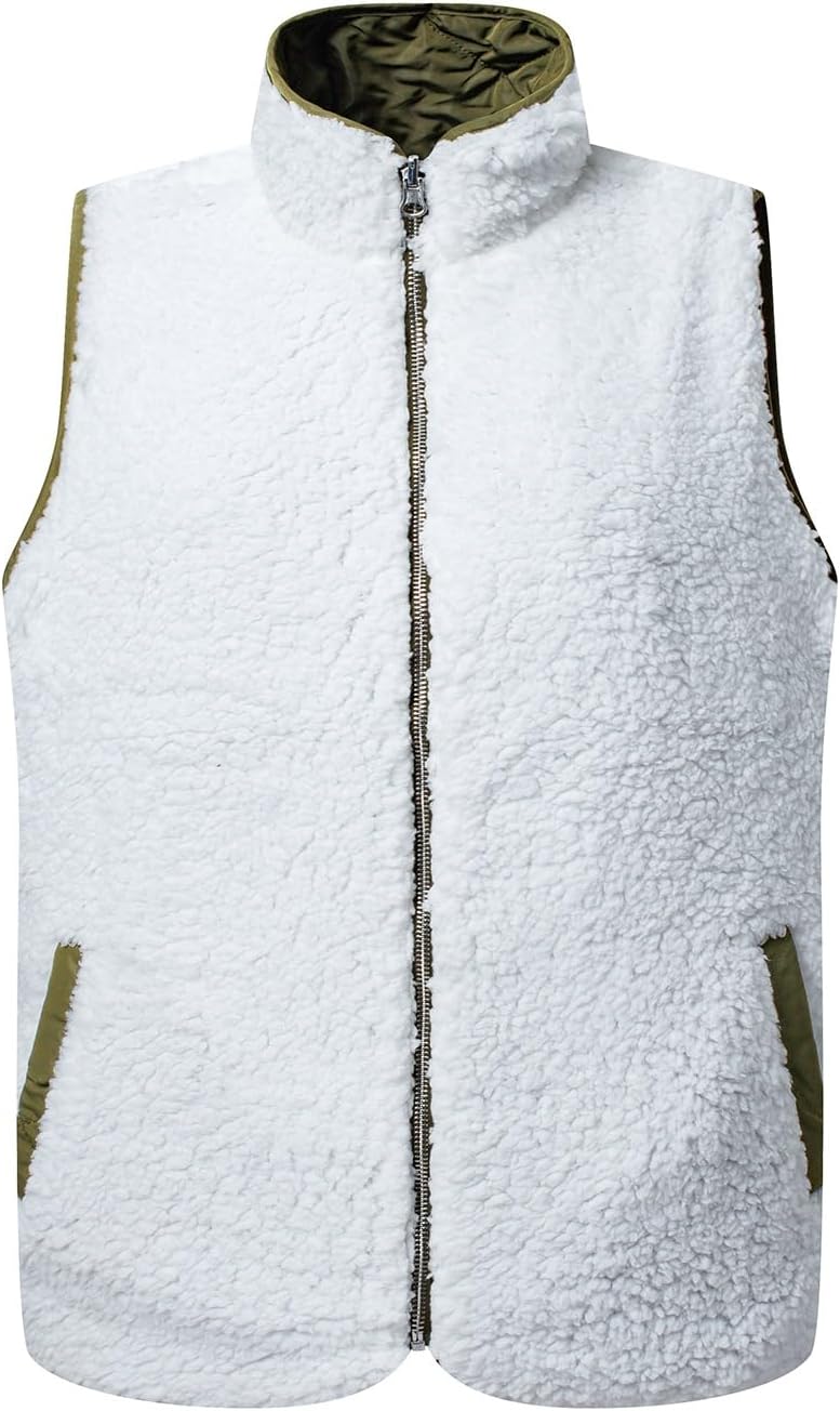 SHEWIN Women Puffer Vest Casual Stand Collar Sleeveless Puffer Jacket Warm Winter Reversible Zip Up Outerwear with Pockets - Image 8