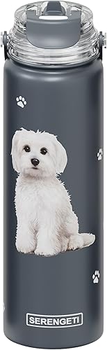 SERENGETI - Botella de agua de acero inoxidable de 24 onzas con tapa a prueba de derrames, doble pared aislada al vacío, impresión 3D realista de tu