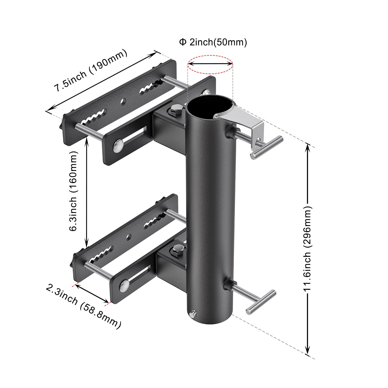 Portaombrelli per ringhiera Resistente, Supporto Regolabile per ombrelloni da Patio per Pali da 1-2 Pollici, Supporto per ringhiere Verticali Sicuro e Robusto, massimizza Lo Spazio Esterno