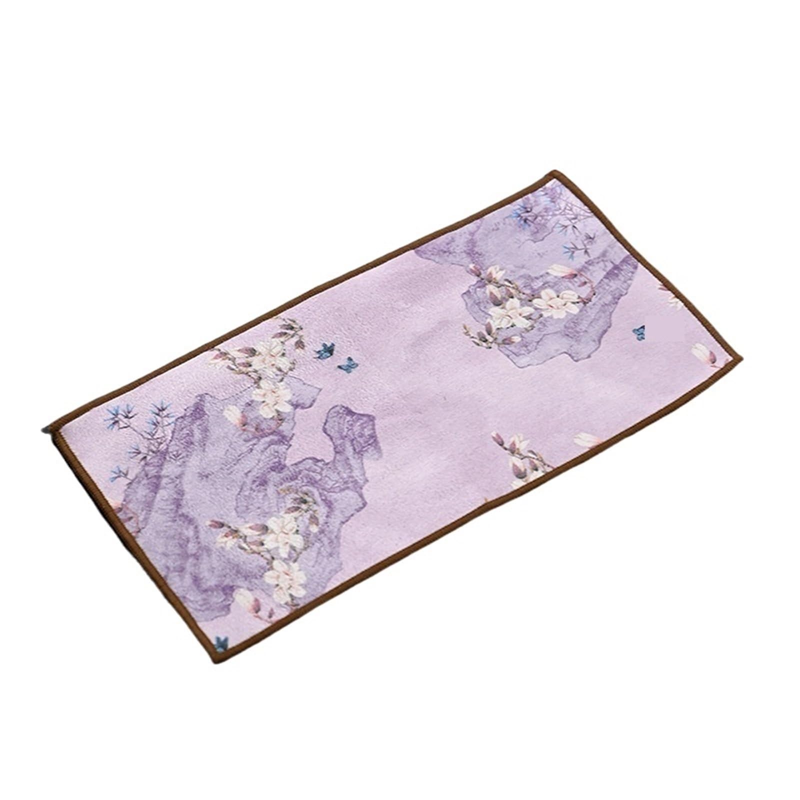 LUYSGBXR Tea Towels Thickened Fleece Water Absorption Tea Towel Painted Cloth Special Table Clay Teapots Rag Napkins(Color 3)