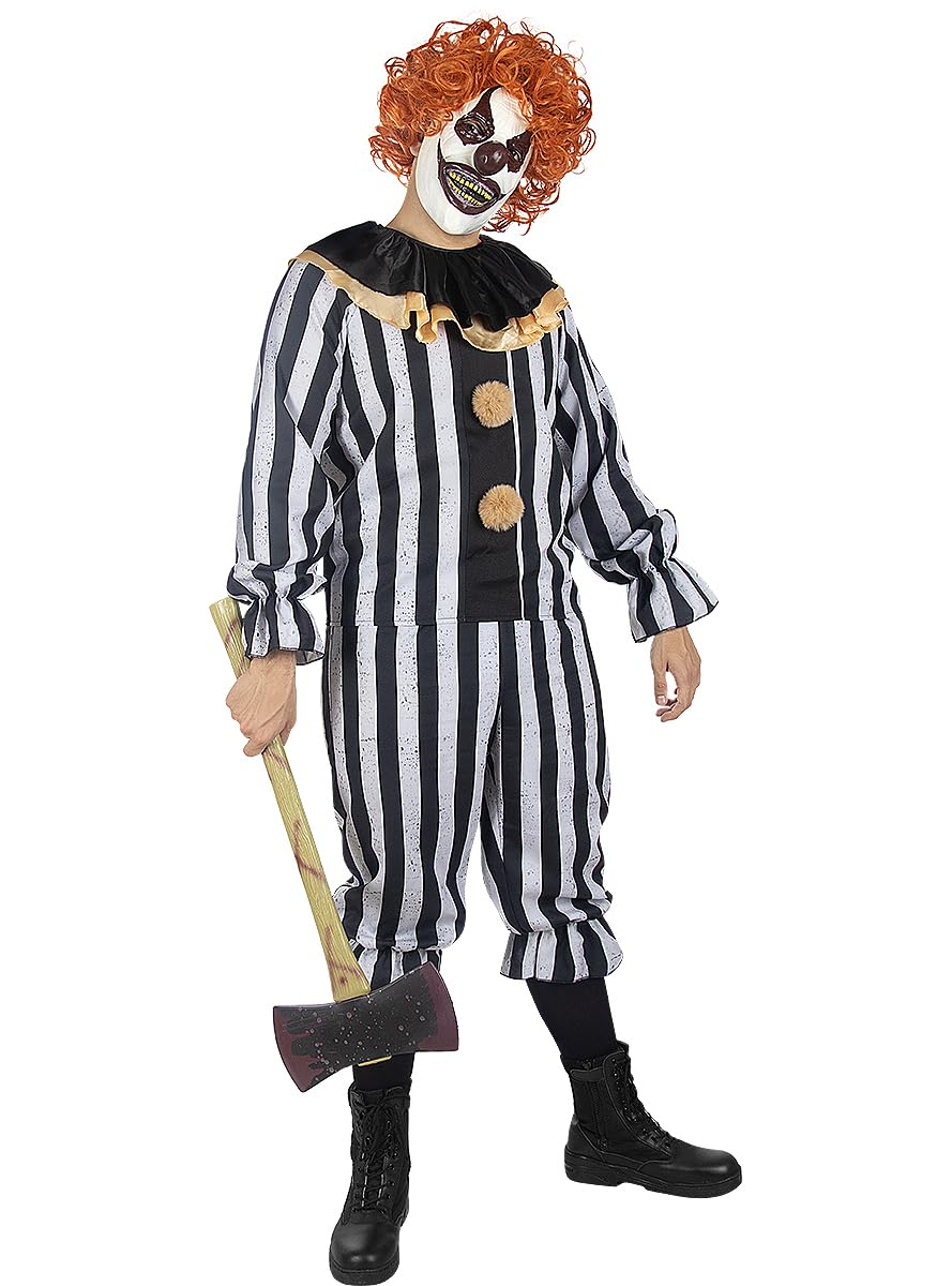 Funidelia | Disfraz de payaso terrorífico Deluxe para hombre Payaso, Payaso Asesino, Halloween, Terror - Disfraz para adultos y divertidos accesorios para Fiestas, Carnaval y Halloween - Granate