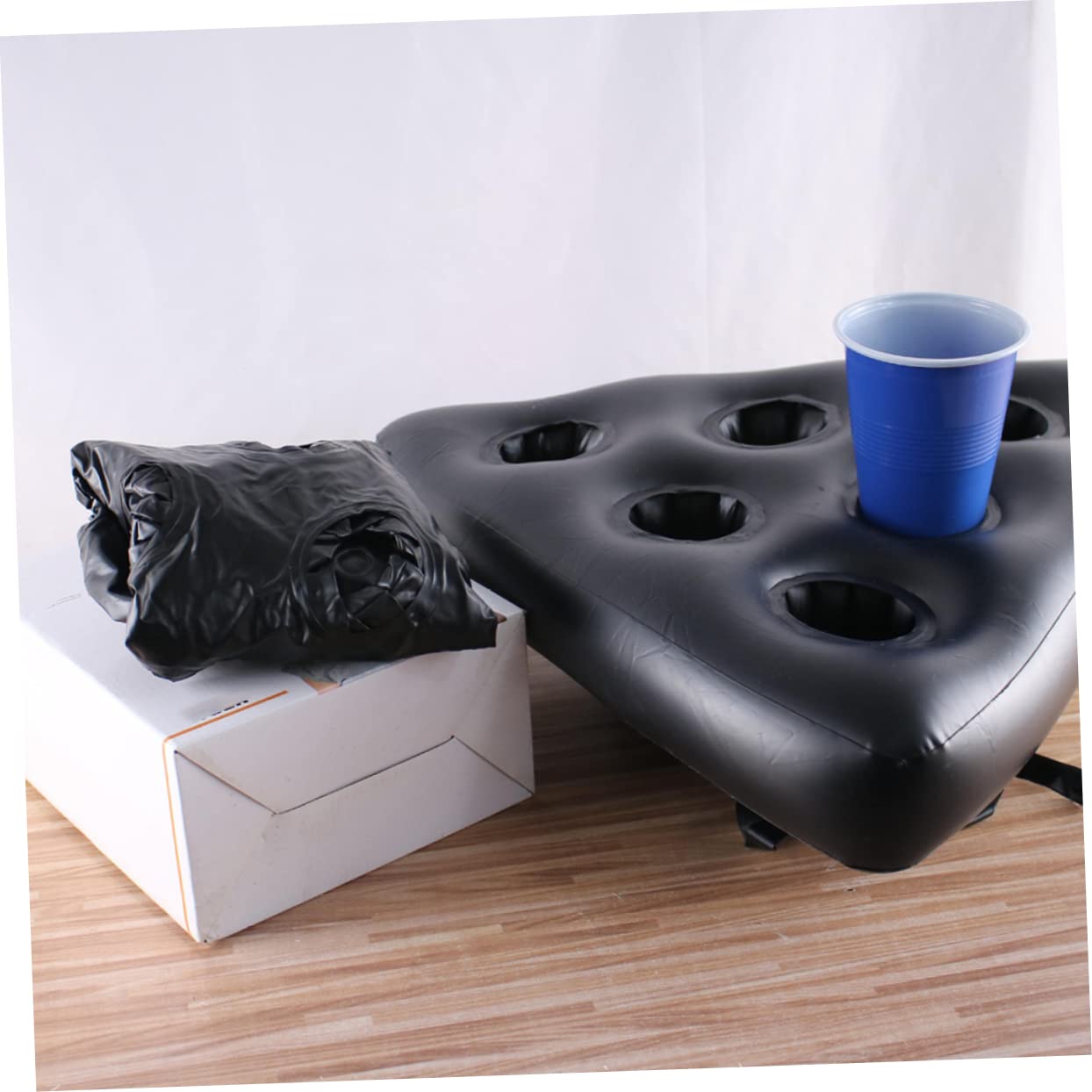 Generic 1pc PVC Inflatable Beer Game Hat Tray Triangular Air Blow Hat Tray for Boy Girl Adults Party Supplies Fun Game Prop for Birthdays Weddings Christmas Carnivals