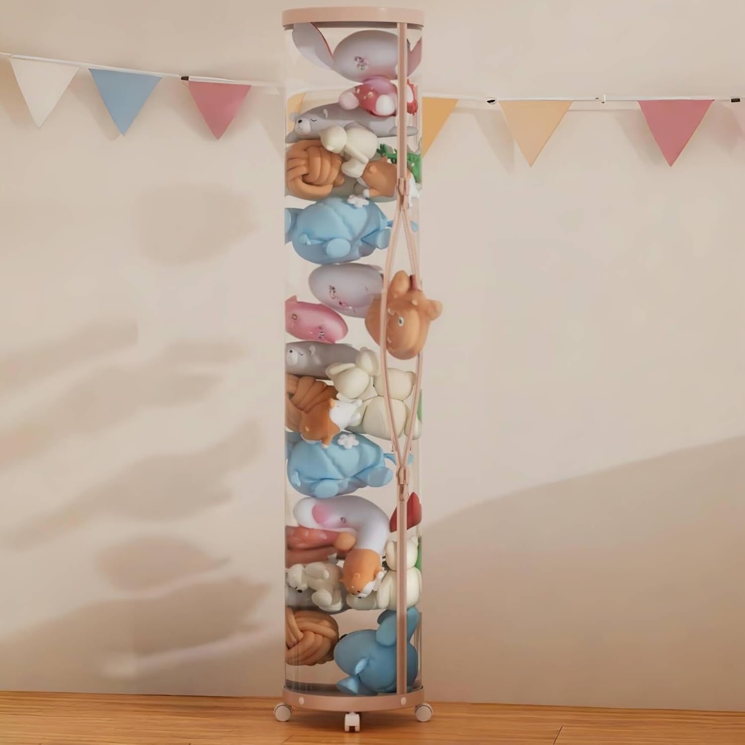 Flarelyare Stuffed Animal Storage Tube,Stuff Animal Organizer,Stuffed Animal Zoo Storage,Toy Organizer,Plushies storage(Pink)