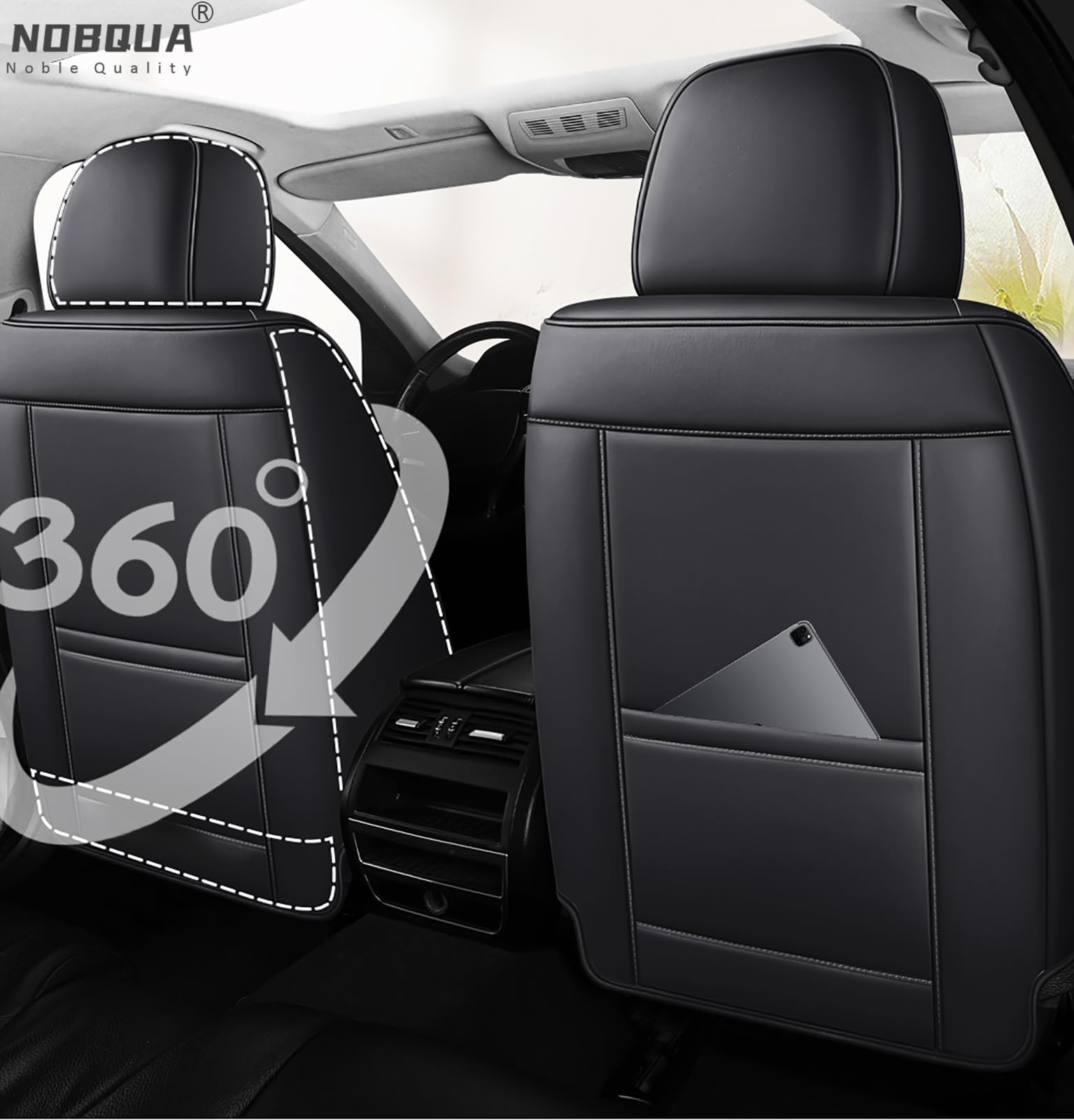 Coprisedili Auto Universali per 5 Posti in Vera Pelle–Compatibili con MG HS/ZS BYD Atto 3 / Seal/Tang – Impermeabili, Antiscivolo–Set Completo per SUV e Berlina
